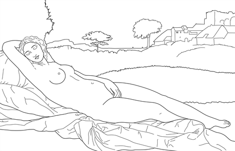 Venus Sleeping By Giorgione Coloring Page